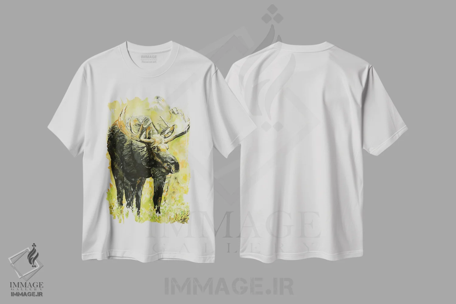 تیشرت سفید طرح دار – تیشرت حیوانات ,گوزن آزاد اثر پاتریشیا کارول immage.ir