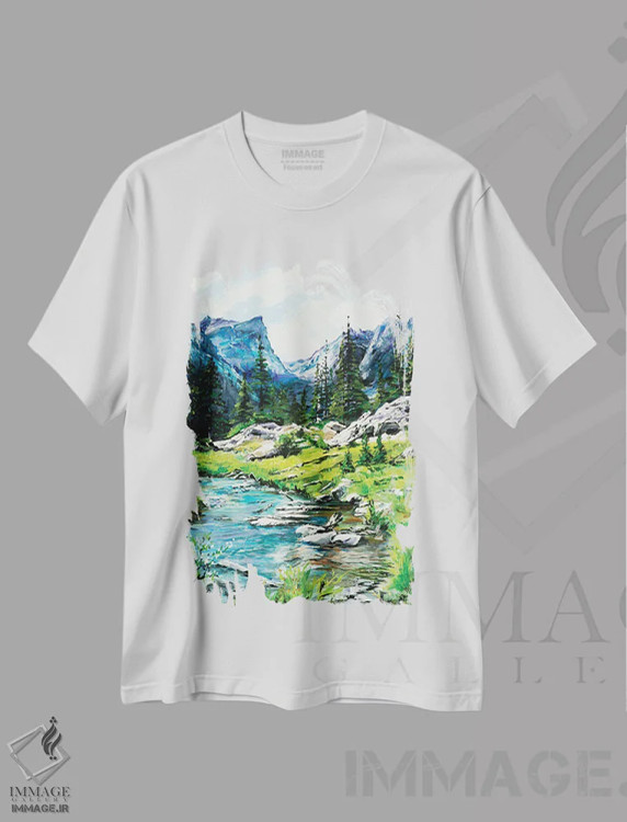 تیشرت سفید طرح دار – تیشرت طبیعت ,پیچ وخم کوهستانی اثر پاتریشیا کارول فروشگاه ایماژ