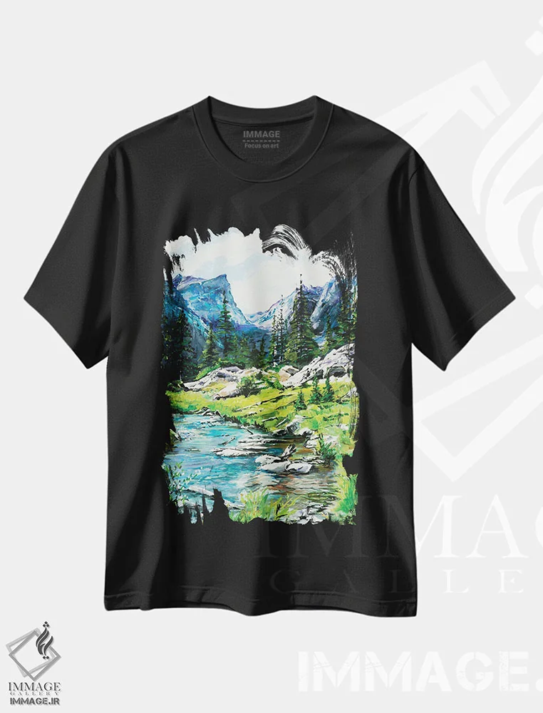 تیشرت مشکی طرح دار – تیشرت طبیعت ,پیچ وخم کوهستانی اثر پاتریشیا کارول immage.ir