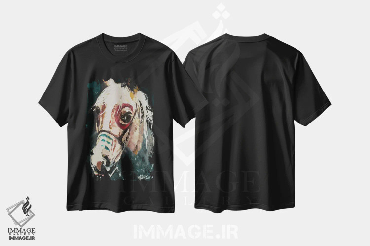 تیشرت مشکی طرح دار – تیشرت حیوانات ,کره اسب رنگ شده اثر پاتریشیا کارول فروشگاه ایماژ