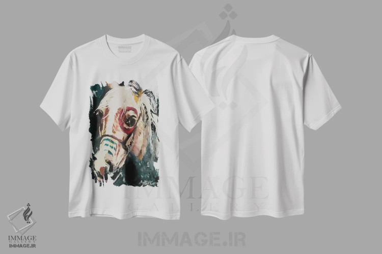 تیشرت سفید طرح دار – تیشرت حیوانات ,کره اسب رنگ شده اثر پاتریشیا کارول immage.ir