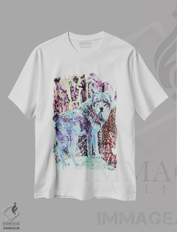 تیشرت سفید طرح دار – تیشرت گرافیکی ,کایوت رنگی اثر پاتریشیا کارول فروشگاه ایماژ