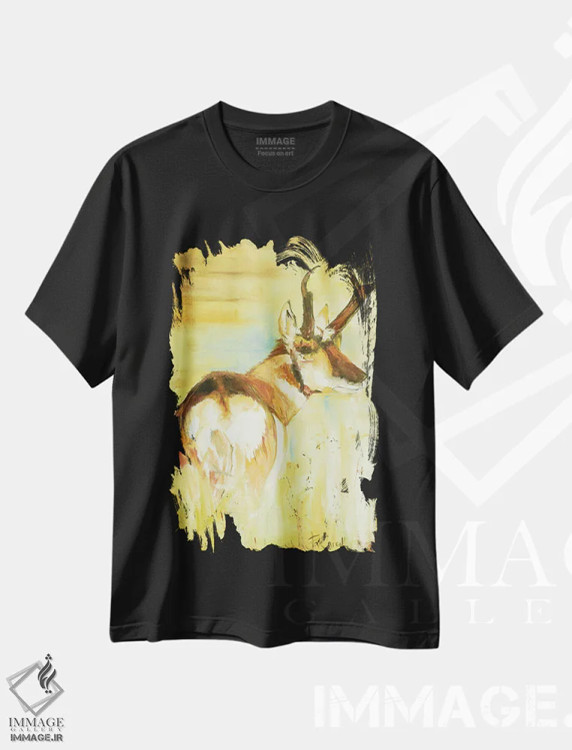 تیشرت مشکی طرح دار – تیشرت حیات وحش ,گونگ گوزن اثر پاتریشیا کارول immage.ir