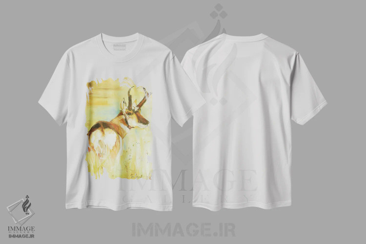 تیشرت سفید طرح دار – تیشرت حیات وحش ,گونگ گوزن اثر پاتریشیا کارول فروشگاه ایماژ