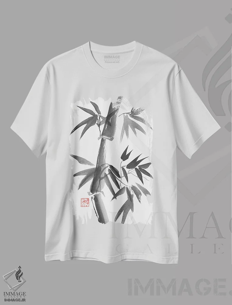 تیشرت سفید طرح دار – تیشرت مینیمال ,بامبو اثر پِشان immage.ir