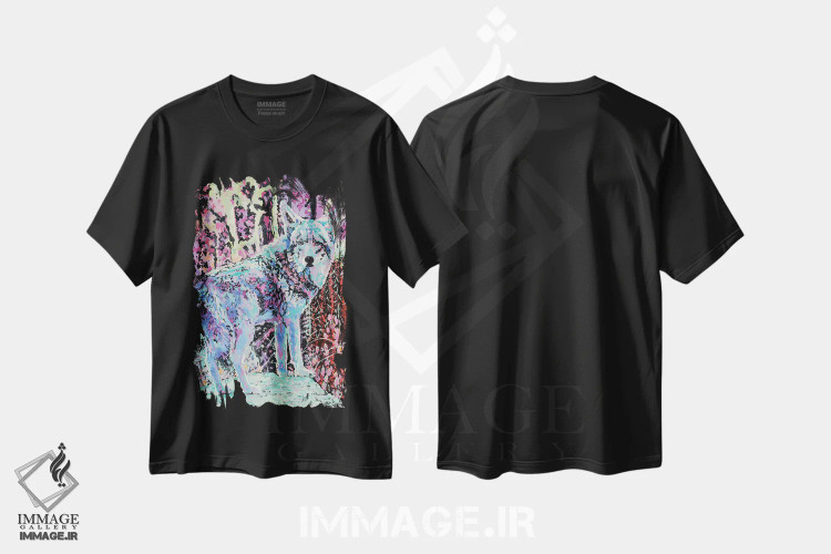 تیشرت مشکی طرح دار – تیشرت گرافیکی ,کایوت رنگی اثر پاتریشیا کارول immage.ir