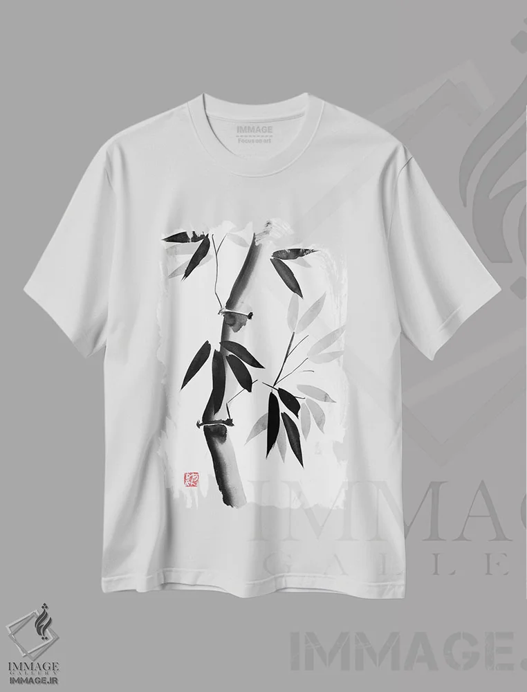 تیشرت سفید طرح دار – تیشرت طبیعت ,بامبوی پیر اثر پِشان فروشگاه ایماژ
