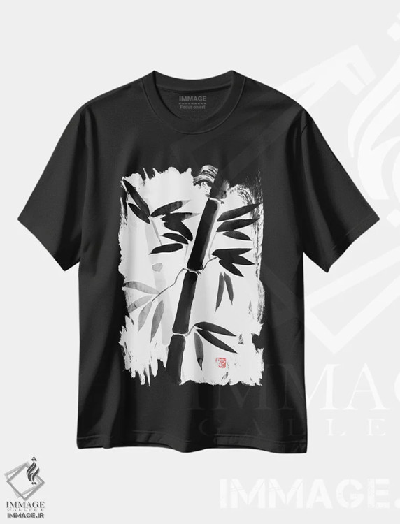 تیشرت مشکی طرح دار – تیشرت هنری ,بامبوی سیاه اثر پِشان immage.ir