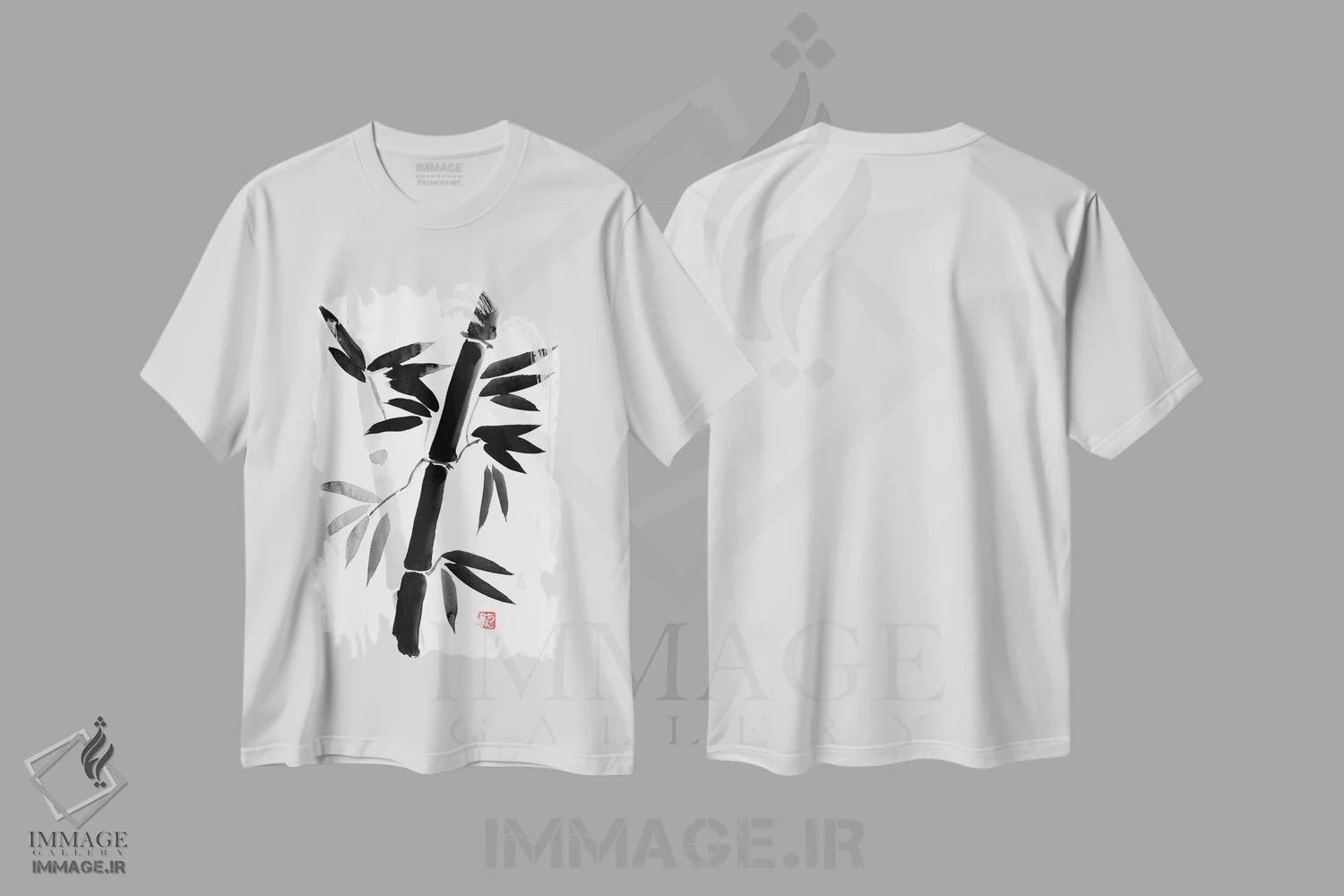 تیشرت سفید طرح دار – تیشرت هنری ,بامبوی سیاه اثر پِشان فروشگاه ایماژ