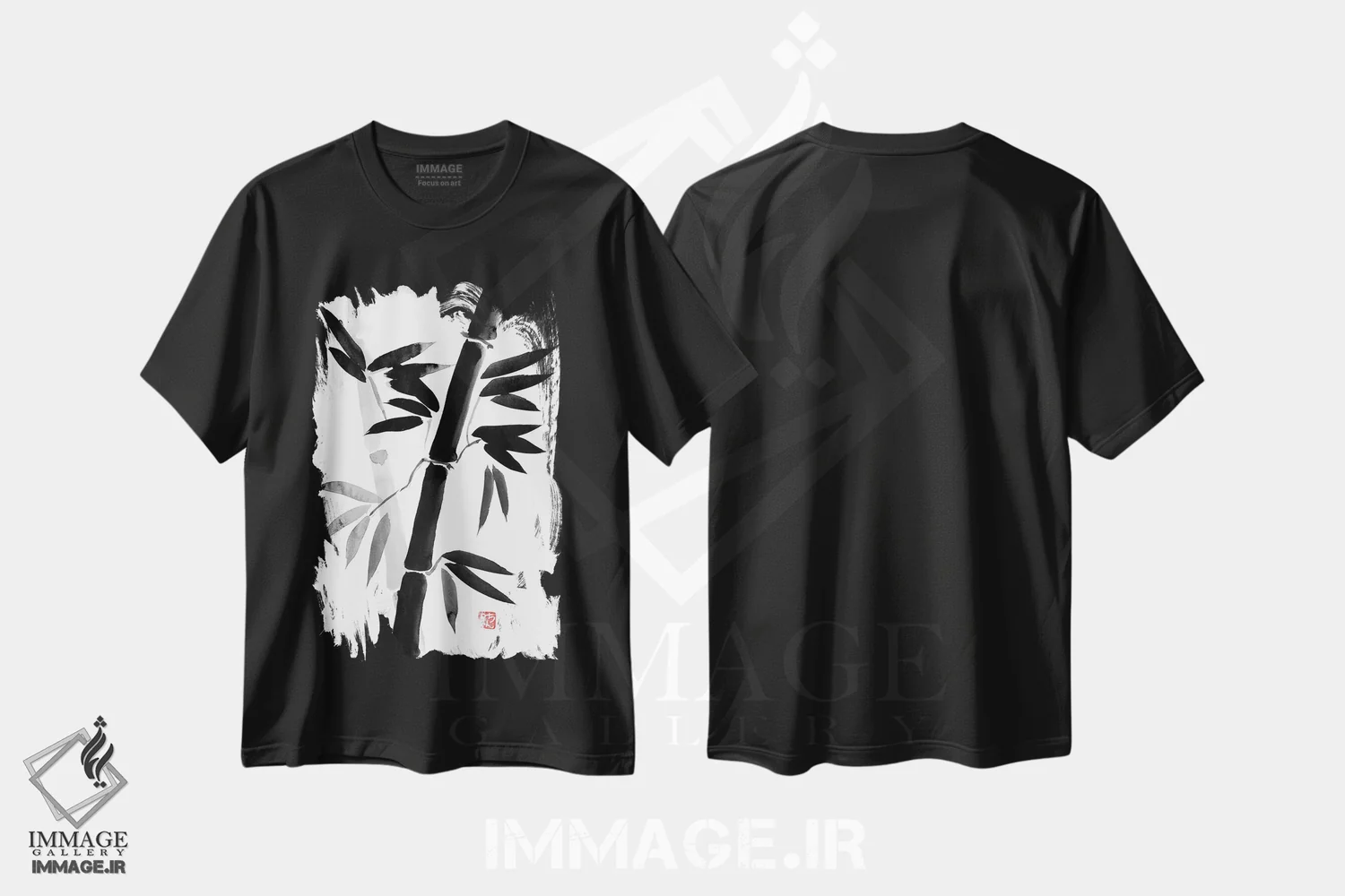 تیشرت مشکی طرح دار – تیشرت هنری ,بامبوی سیاه اثر پِشان immage.ir