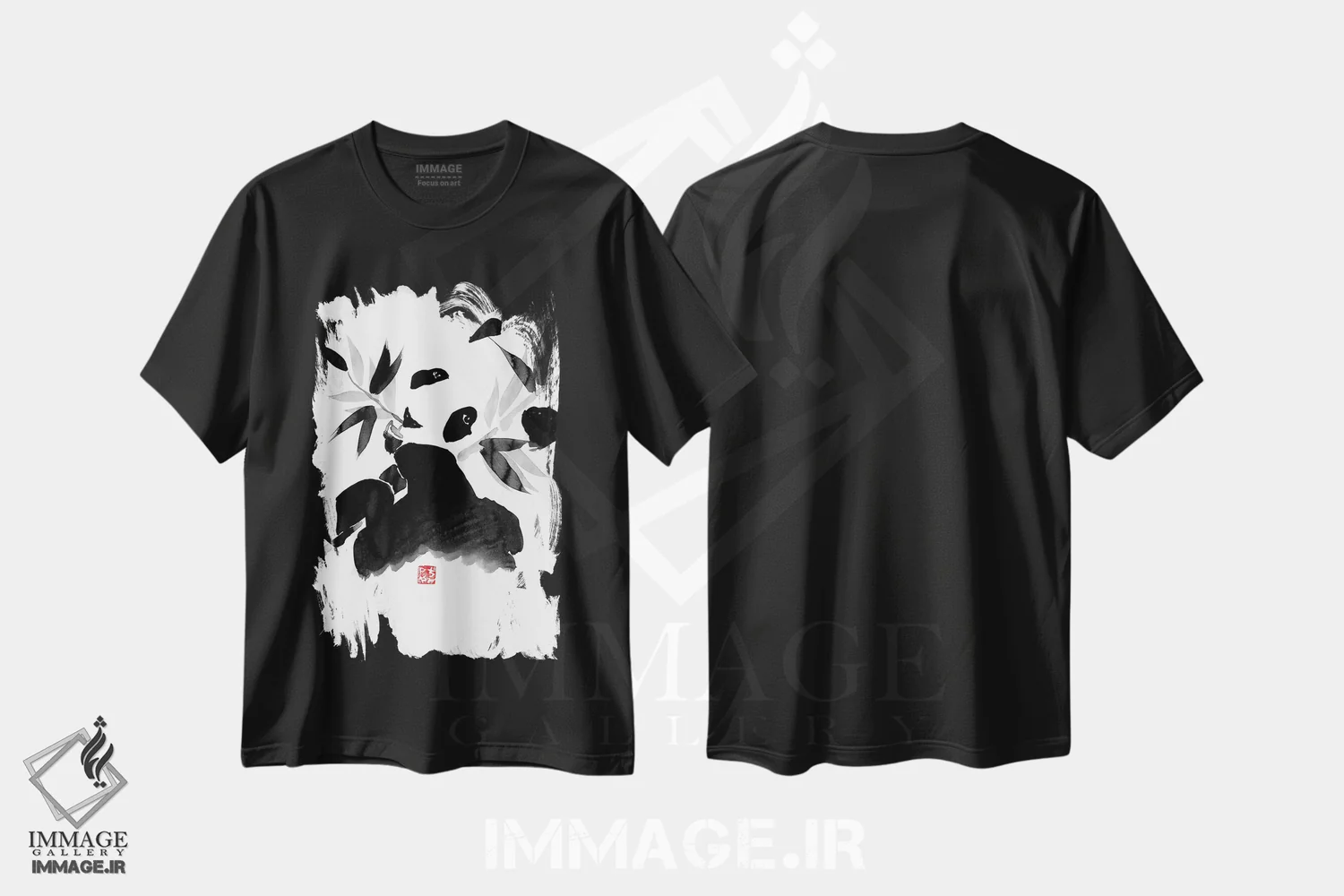 تیشرت مشکی طرح دار – تیشرت پاندا ,پاندا اثر پِشان فروشگاه ایماژ
