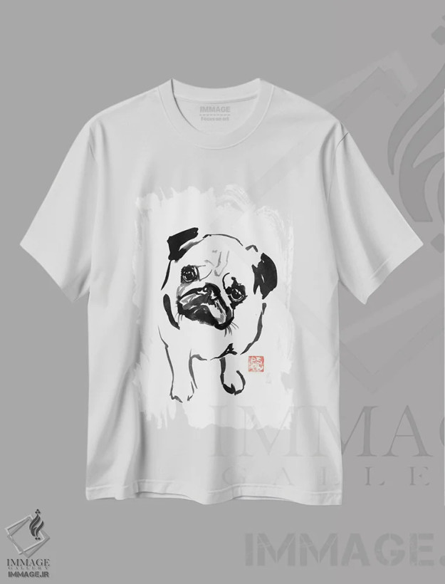 تیشرت سفید طرح دار – تیشرت حیوانات ,بولداگ اثر پِشان فروشگاه ایماژ