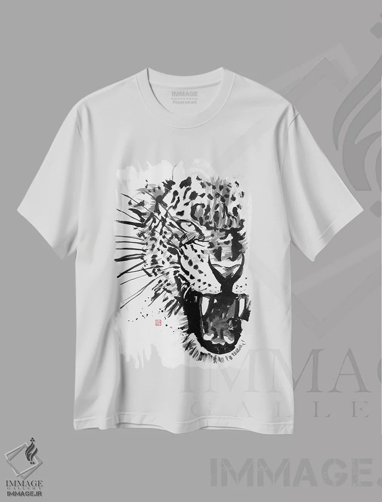 تیشرت سفید طرح دار – تیشرت اسپرت ,ببر اثر پِشان فروشگاه ایماژ