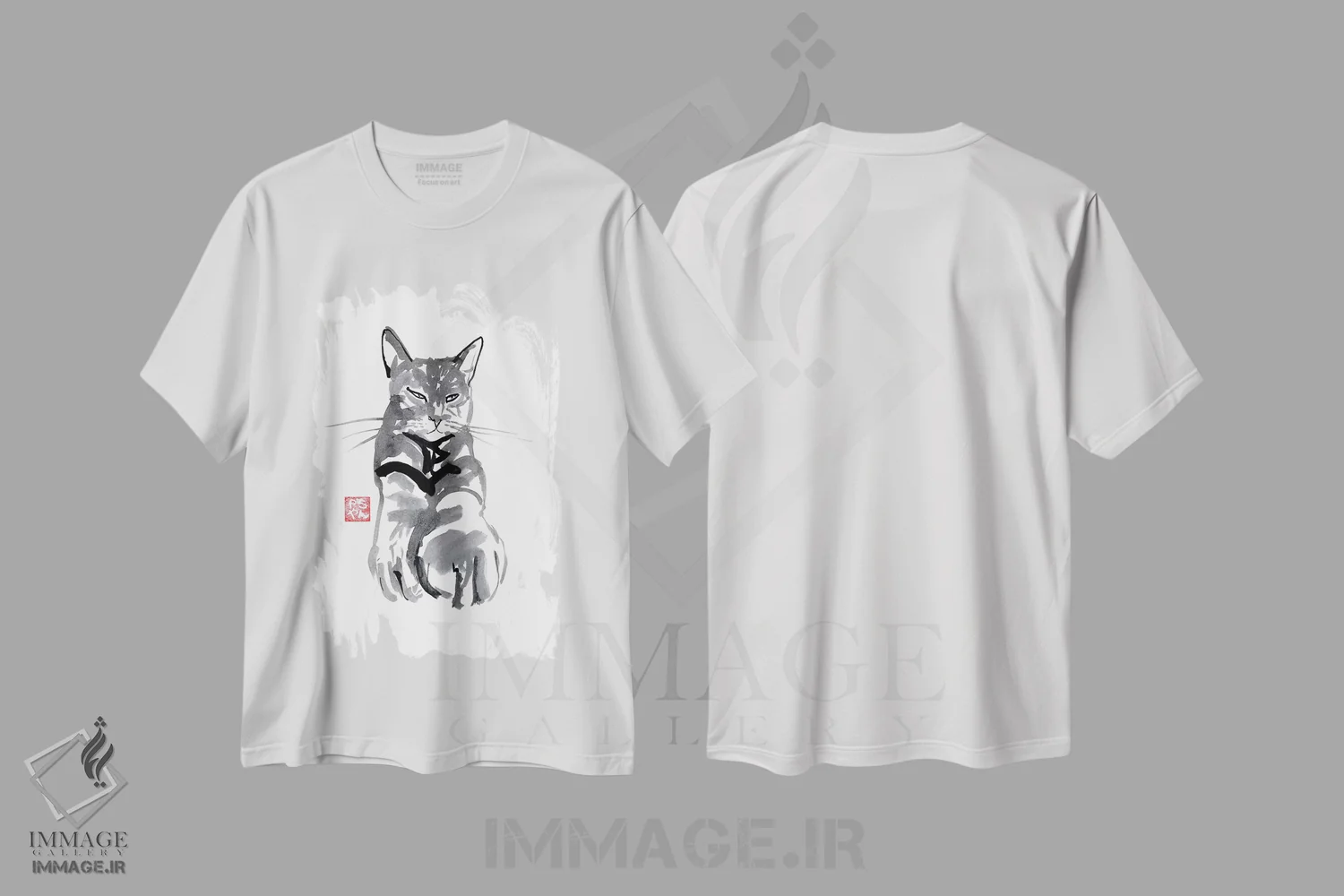 تیشرت سفید طرح دار – تیشرت حیوانات ,گربه گرم و نرم اثر پِشان immage.ir