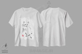 تیشرت سفید طرح دار – تیشرت گربه ,پوستۀ سفید اثر پِشان فروشگاه ایماژ