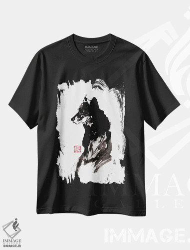 تیشرت مشکی طرح دار – تیشرت حیوانات وحشی ,گرگ اثر پِشان فروشگاه ایماژ