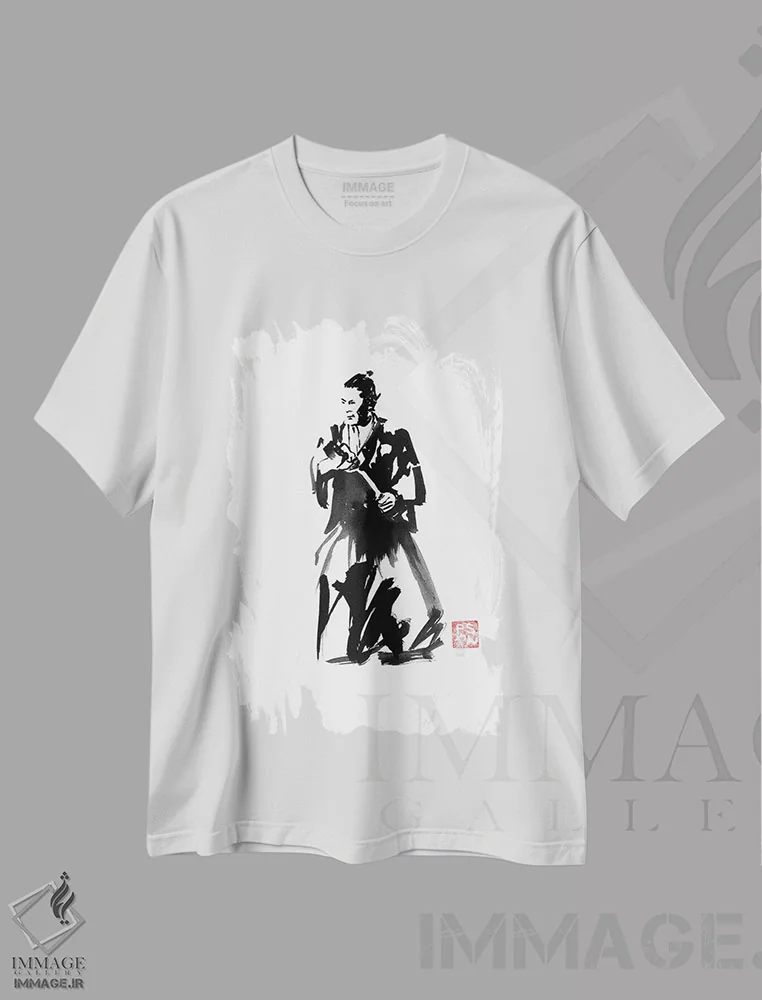 تیشرت سفید طرح دار – تیشرت سامورایی ,یوجیمبو اثر پِشان فروشگاه ایماژ