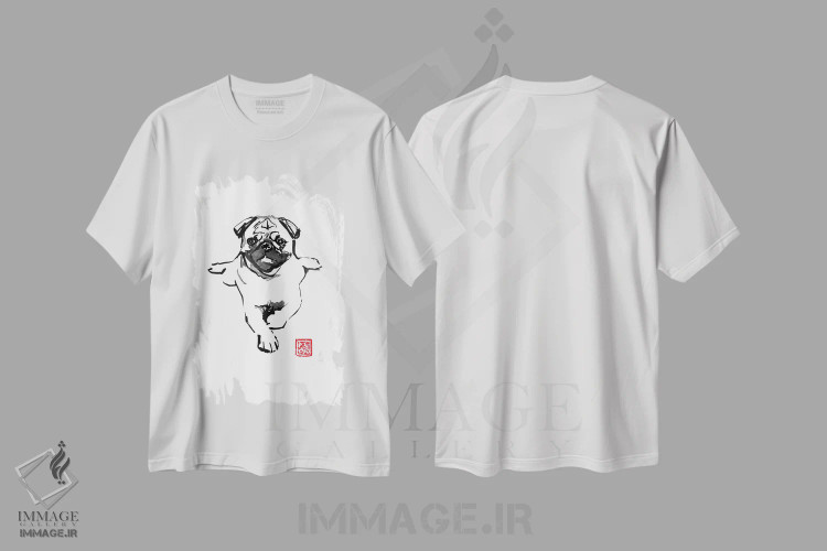 تیشرت سفید طرح دار – تیشرت سگ ,کارلین اثر پِشان فروشگاه ایماژ