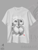 تیشرت سفید طرح دار – تیشرت حیوانات جنگل ,اورانگوتان جوان اثر پِشان فروشگاه ایماژ