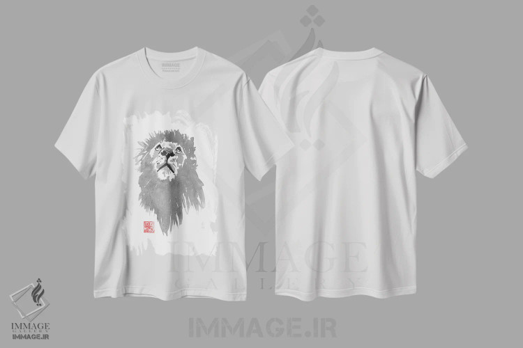 تیشرت سفید طرح دار – تیشرت حیوانات ,شکار شیر اثر پِشان فروشگاه ایماژ
