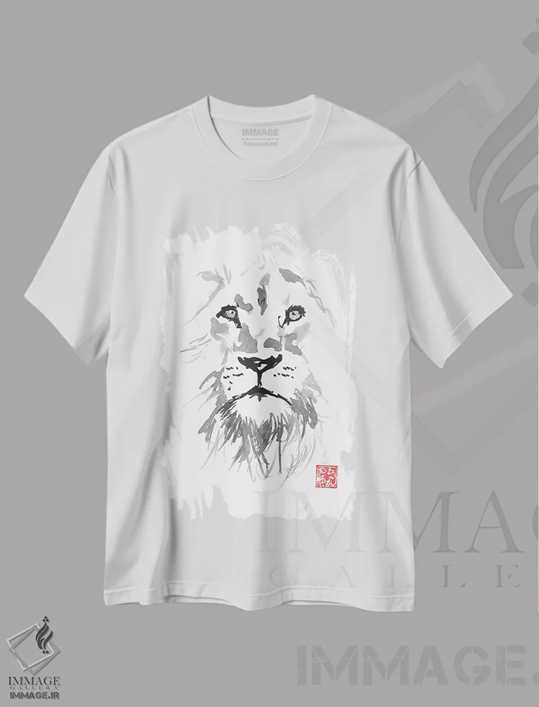 تیشرت سفید طرح دار – تیشرت طبیعت ,شیر سفید اثر پِشان immage.ir