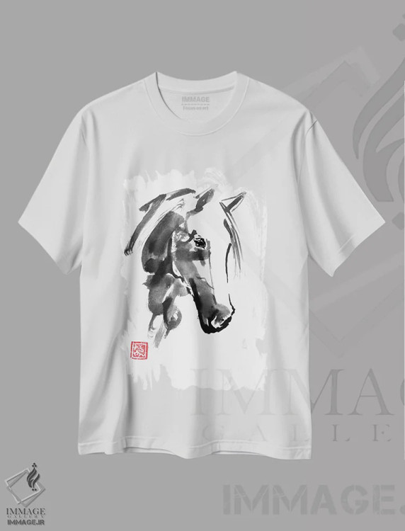 تیشرت سفید طرح دار – تیشرت حیوانات ,اسب کوچک اثر پِشان فروشگاه ایماژ
