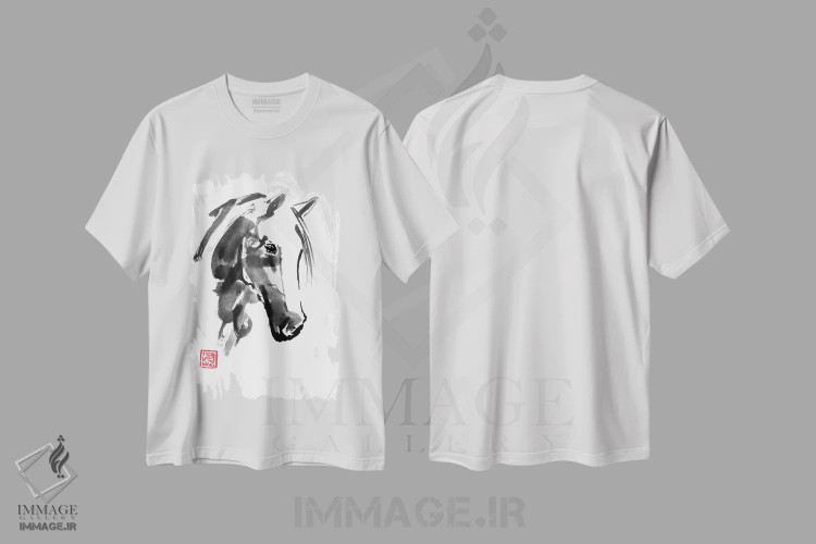 تیشرت سفید طرح دار – تیشرت حیوانات ,اسب کوچک اثر پِشان فروشگاه ایماژ