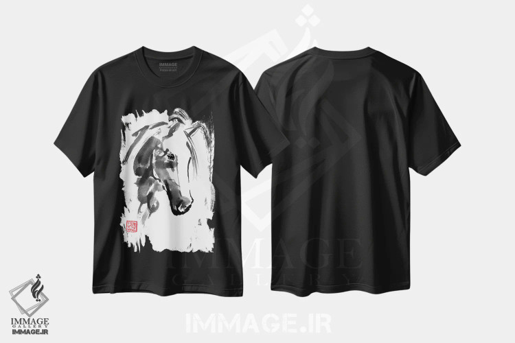 تیشرت مشکی طرح دار – تیشرت حیوانات ,اسب کوچک اثر پِشان immage.ir