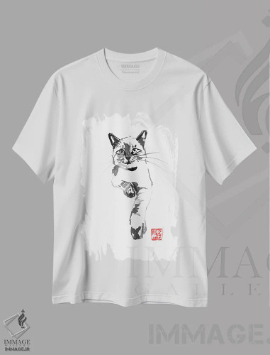 تیشرت سفید طرح دار – تیشرت هنری مینیمال ,روی تخت اثر پِشان فروشگاه ایماژ