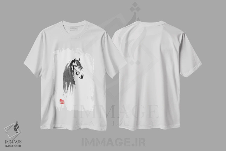 تیشرت سفید طرح دار – تیشرت اسب ,غرور اثر پِشان immage.ir