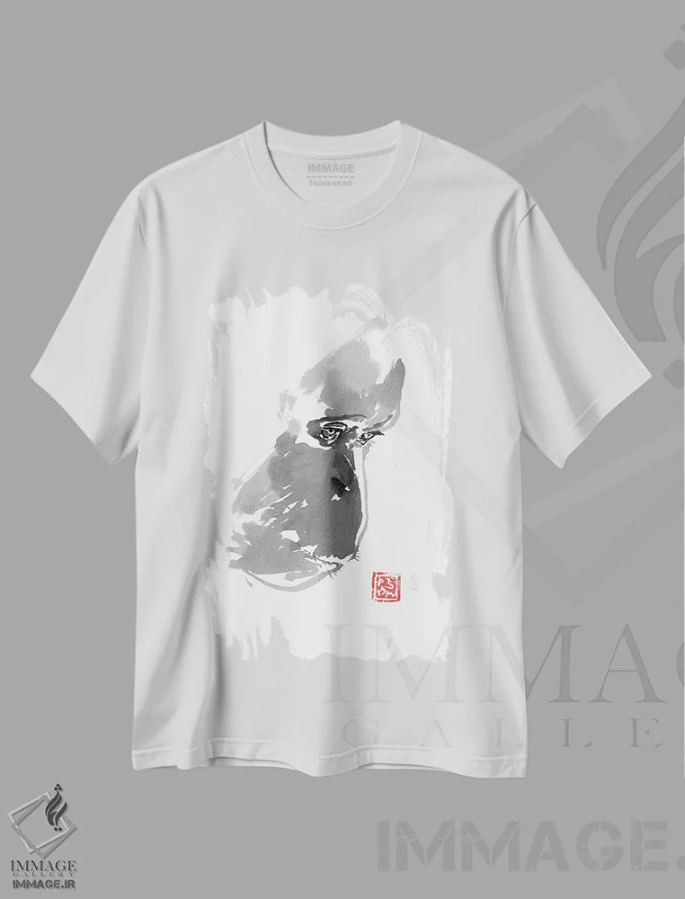 تیشرت سفید طرح دار – تیشرت طبیعت دوست ,اورانگوتان غمگین اثر پِشان immage.ir