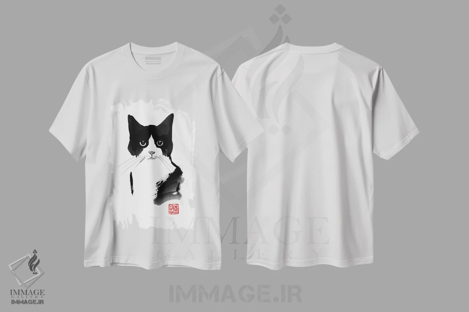 تیشرت سفید طرح دار – تیشرت گربه ,گربه ولگرد اثر پِشان immage.ir