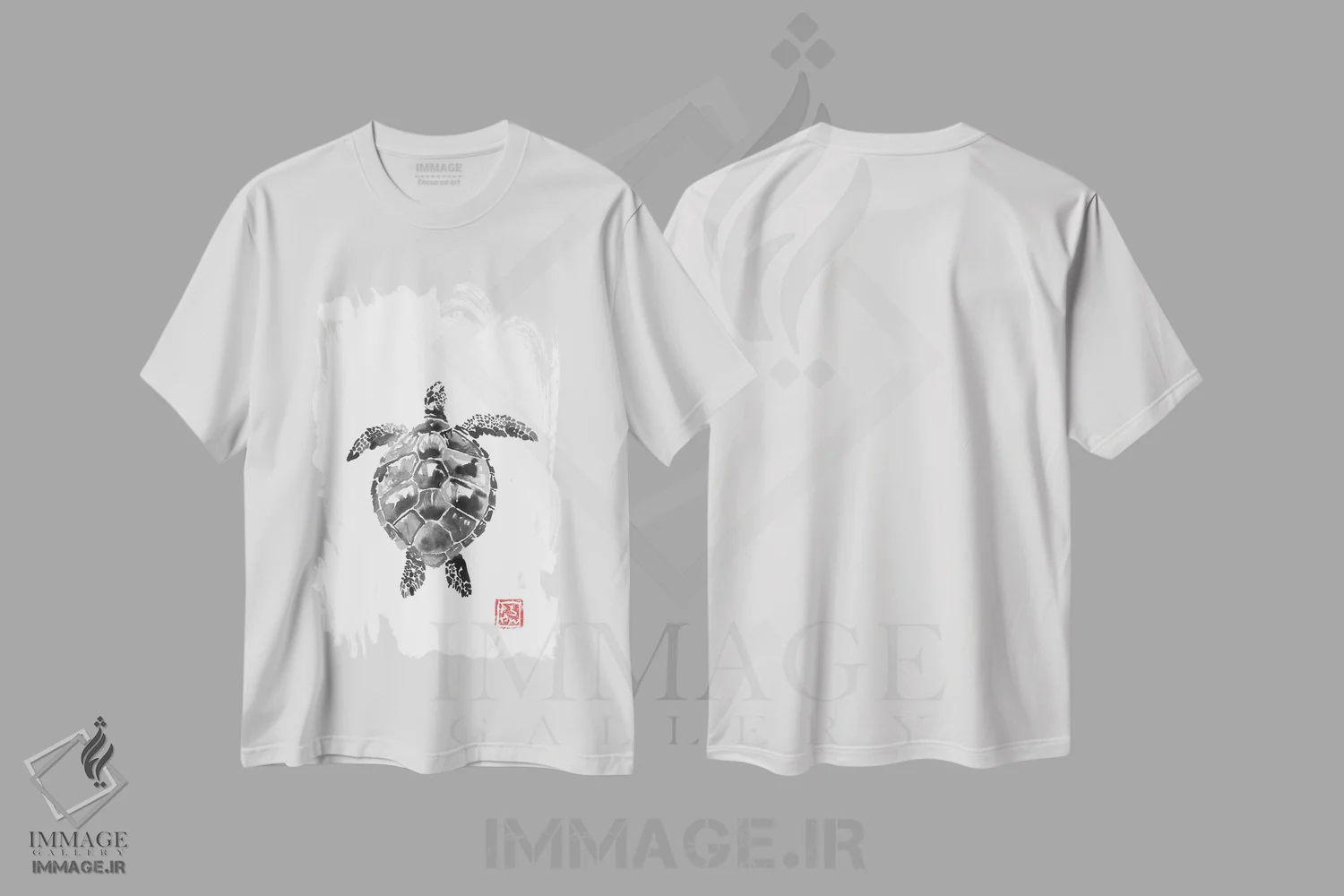 تیشرت سفید طرح دار – تیشرت حیوانات ,لاک پشت اثر پِشان فروشگاه ایماژ