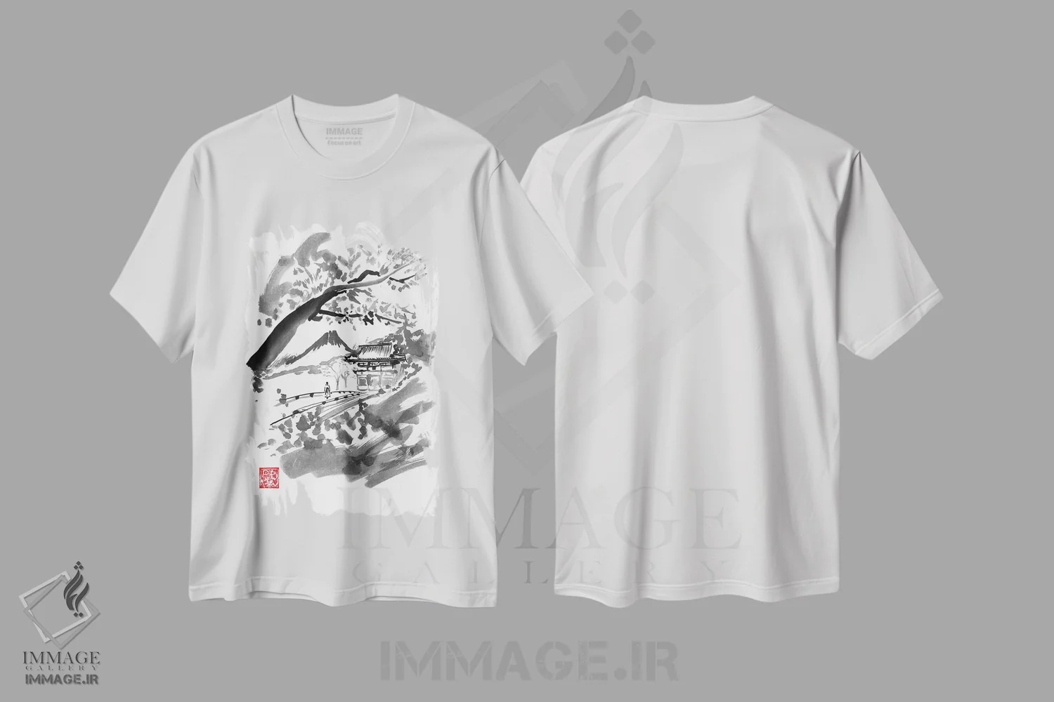 تیشرت سفید طرح دار – تیشرت ژاپنی ,معبد اثر پِشان فروشگاه ایماژ