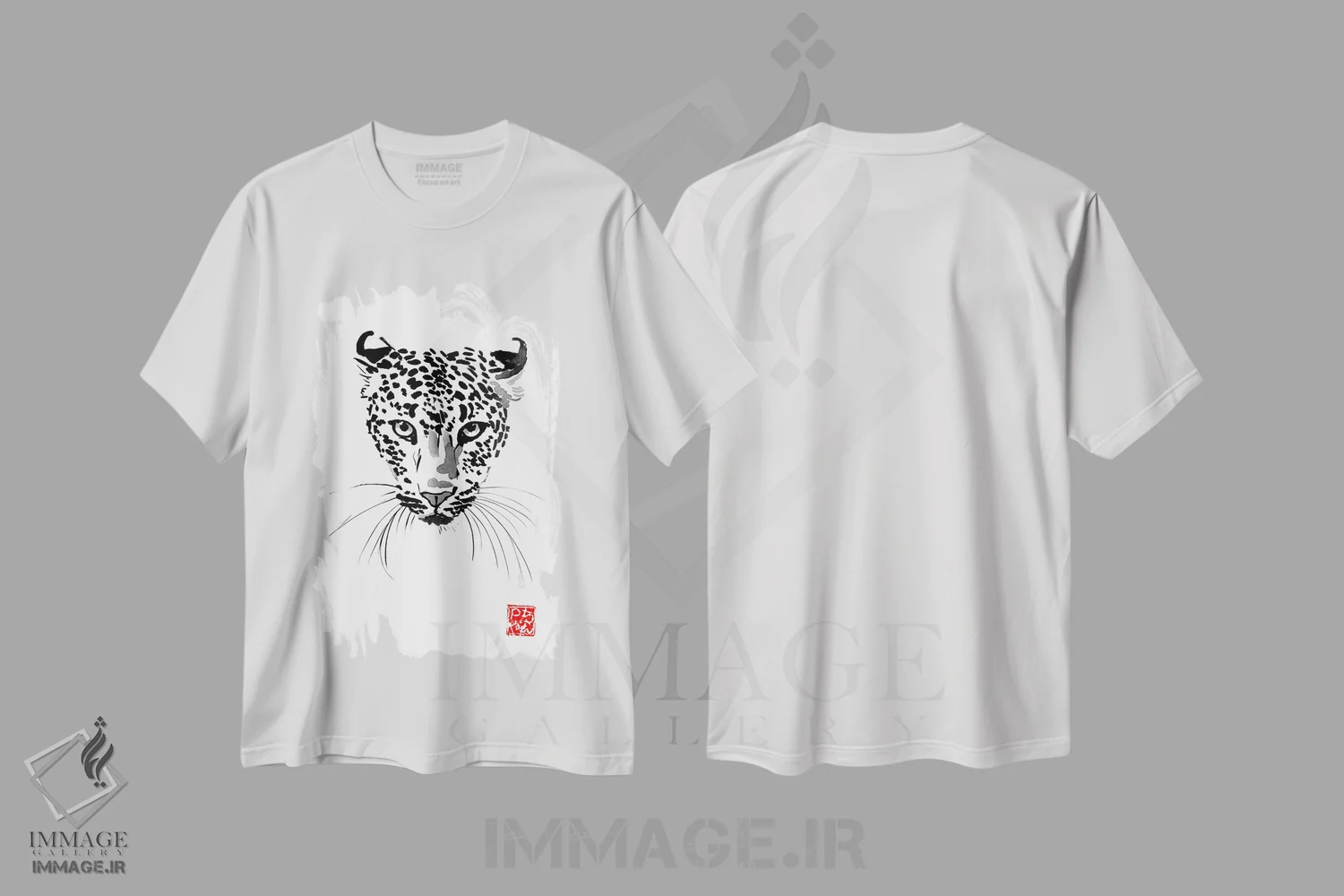 تیشرت سفید طرح دار – تیشرت حیوانات وحشی ,پلنگ اثر پِشان immage.ir