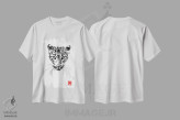 تیشرت سفید طرح دار پلنگ، هنر تزئینی سیاه و سفید اثر پِشان | فروشگاه ایماژ