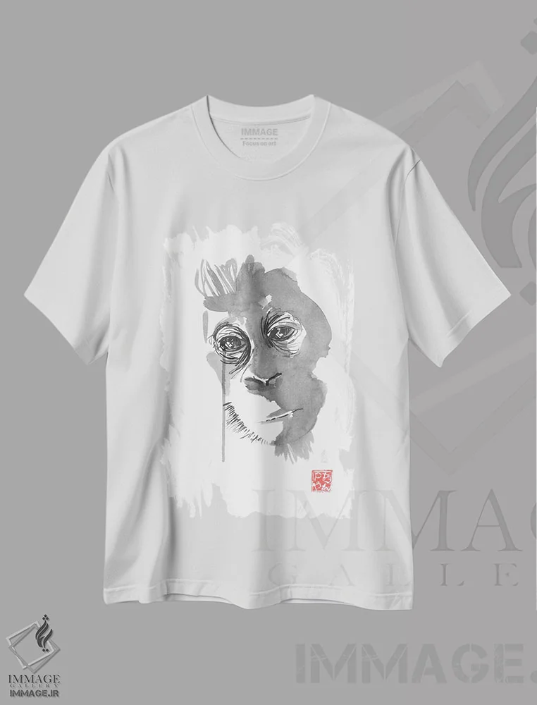 تیشرت سفید طرح دار بورنئو ۲، هنر تزئینی سیاه و سفید اثر پِشان | immage.ir
