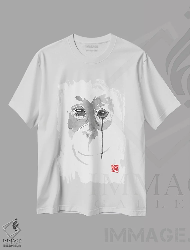 تیشرت سفید طرح دار بورنئو ۳، هنر تزئینی سیاه و سفید اثر پِشان | فروشگاه ایماژ