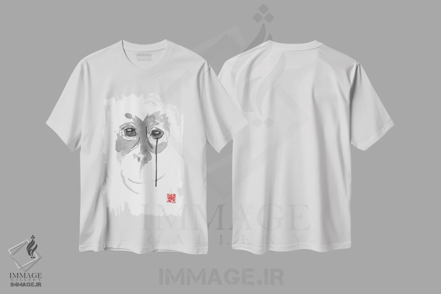 تیشرت سفید طرح دار بورنئو ۳، هنر تزئینی سیاه و سفید اثر پِشان | فروشگاه ایماژ