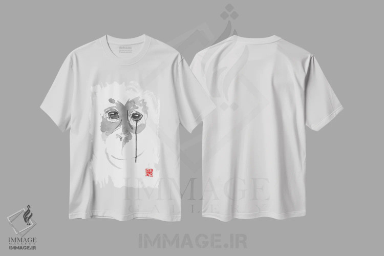 تیشرت سفید طرح دار بورنئو ۳، هنر تزئینی سیاه و سفید اثر پِشان | فروشگاه ایماژ
