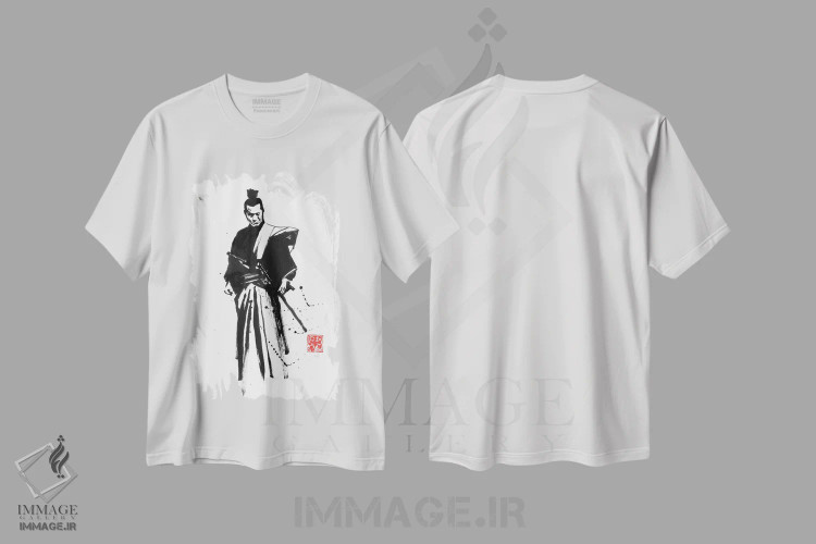 تیشرت سفید طرح دار خورشید قرمز، دکور آسیایی اثر پِشان | immage.ir