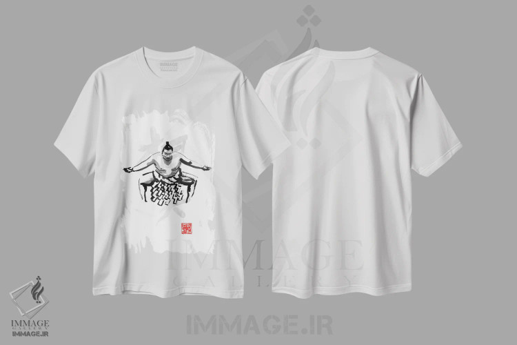 تیشرت سفید طرح دار سومو، دکور آسیایی اثر پِشان | فروشگاه ایماژ