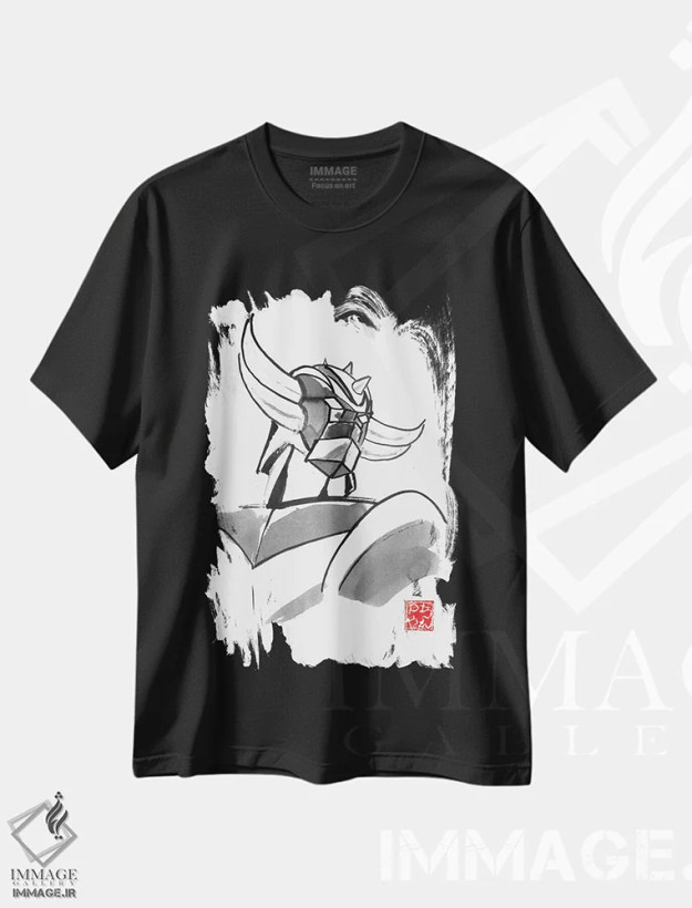 تیشرت مشکی طرح دار گلدوراک ۲، دکور آسیایی اثر پِشان | فروشگاه ایماژ