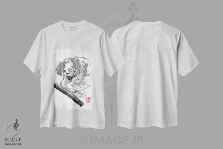 تیشرت سفید طرح دار کوالا ۴، هنر تزئینی سیاه و سفید اثر پِشان | immage.ir