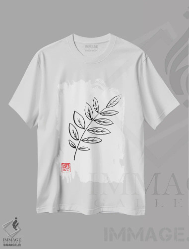 تیشرت سفید طرح دار لاله زار، هنر تزئینی سیاه و سفید اثر پِشان | فروشگاه ایماژ