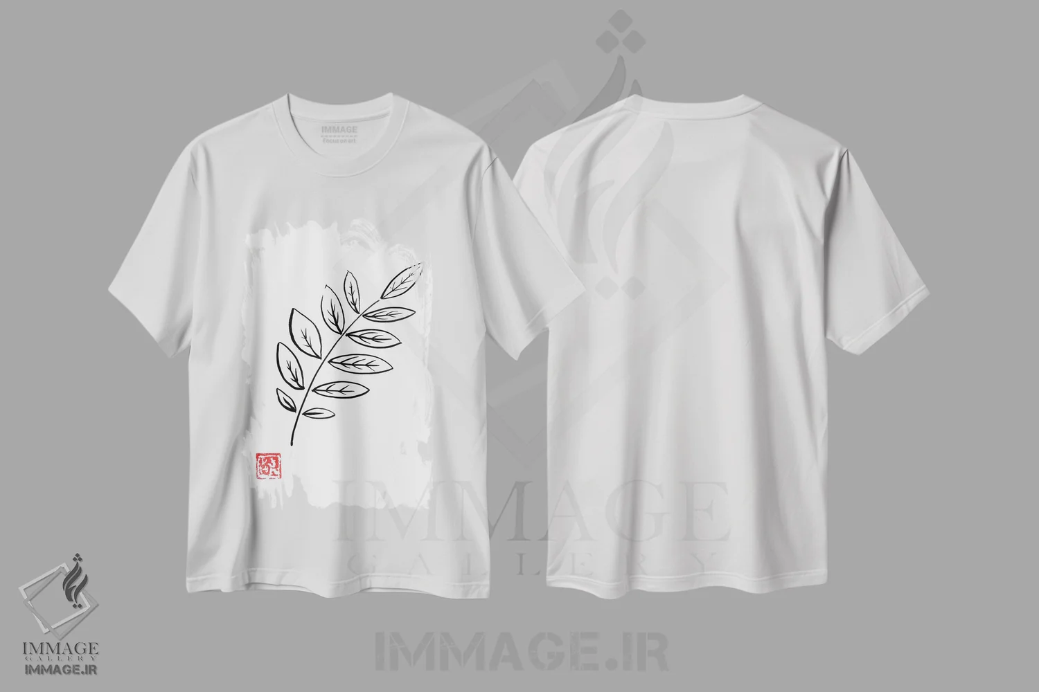 تیشرت سفید طرح دار لاله زار، هنر تزئینی سیاه و سفید اثر پِشان | فروشگاه ایماژ