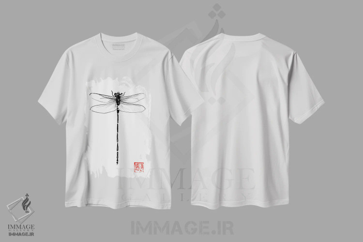 تیشرت سفید طرح دار شاه ماهی، هنر تزئینی سیاه و سفید اثر پِشان | فروشگاه ایماژ