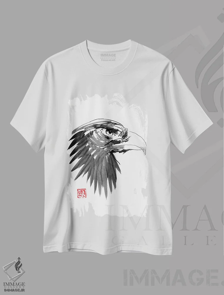 تیشرت سفید طرح دار چشم عقاب، دکور آمریکایی اثر پِشان | immage.ir