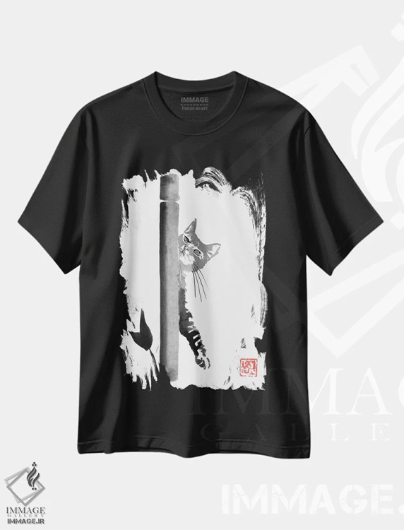 تیشرت مشکی طرح دار کلاید، هنر تزئینی سیاه و سفید اثر پِشان | immage.ir