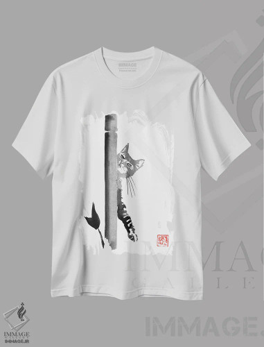 تیشرت سفید طرح دار کلاید، هنر تزئینی سیاه و سفید اثر پِشان | فروشگاه ایماژ